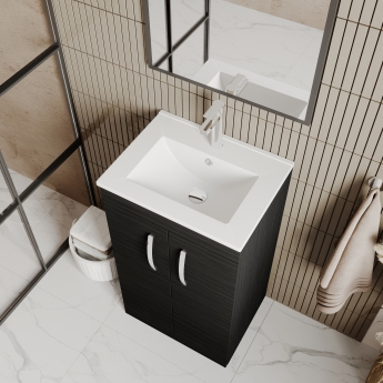 Nuie Athena Floor Standing 2-Door Vanity Unit with Basin-2 500mm Wide - Charcoal Black