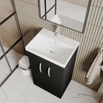 Nuie Athena Floor Standing 2-Door Vanity Unit with Basin-3 500mm Wide - Charcoal Black