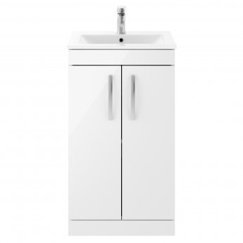 Nuie Athena Floor Standing 2-Door Vanity Unit with Basin-2 500mm Wide - Gloss White