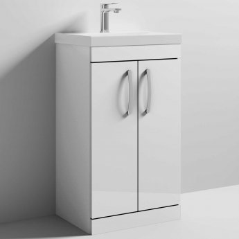 Nuie Athena Floor Standing 2-Door Vanity Unit with Basin-3 500mm Wide - Gloss White