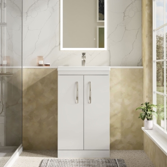 Athena 500mm 2-Door Floor Standing Vanity Unit with Countertop | Product Image