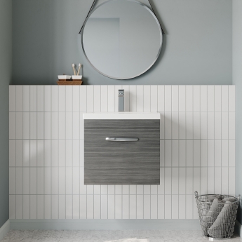Nuie Athena Wall Hung 1-Drawer Vanity Unit with Basin-1 500mm Wide - Anthracite Woodgrain | Product Image