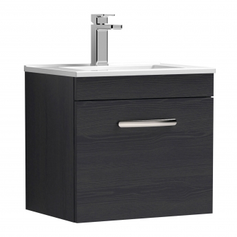 Nuie Athena Wall Hung 1-Drawer Vanity Unit with Basin-2 500mm Wide - Charcoal Black