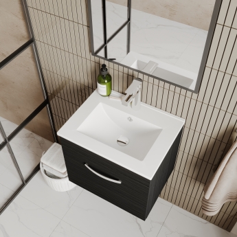 Nuie Athena Wall Hung 1-Drawer Vanity Unit with Basin-3 500mm Wide - Gloss Grey