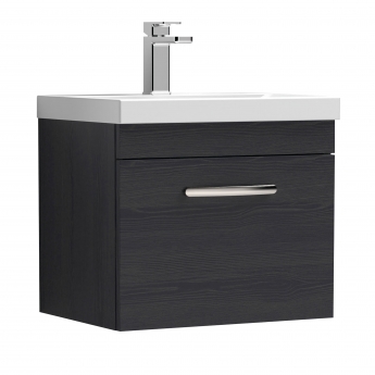Nuie Athena Wall Hung 1-Drawer Vanity Unit with Basin-3 500mm Wide - Charcoal Black