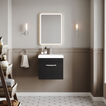 Nuie Athena Wall Hung 1-Drawer Vanity Unit with Basin-3 500mm Wide - Charcoal Black | Product Image