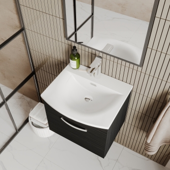 Nuie Athena Wall Hung 1-Drawer Vanity Unit with Basin-4 500mm Wide - Gloss Grey