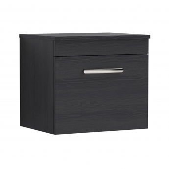 Nuie Athena Wall Hung 1-Drawer Vanity Unit and Worktop 500mm Wide - Charcoal Black