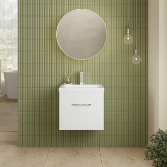 Nuie Athena Wall Hung 1-Drawer Vanity Unit with Basin-1 500mm Wide - Gloss White | Product Image