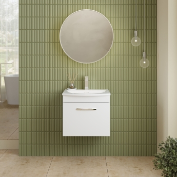 Nuie Athena Wall Hung 1-Drawer Vanity Unit with Basin-4 500mm Wide - Gloss White | Product Image