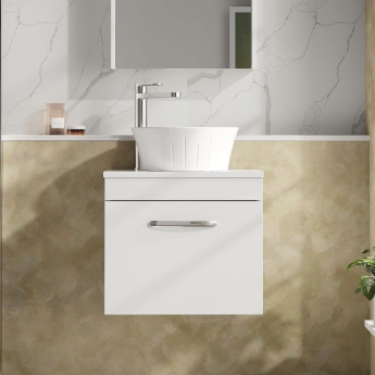 Athena 500mm 1-Drawer Wall Hung Vanity Unit with Countertop | Product Image