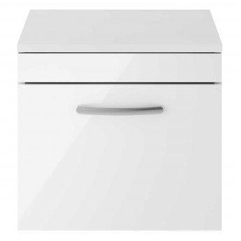 Nuie Athena Wall Hung 1-Drawer Vanity Unit and Worktop 500mm Wide - Gloss White