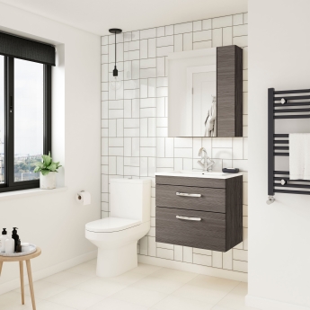 Nuie Athena Wall Hung 2-Drawer Vanity Unit with Basin-1 500mm Wide - Anthracite Woodgrain | Product Image