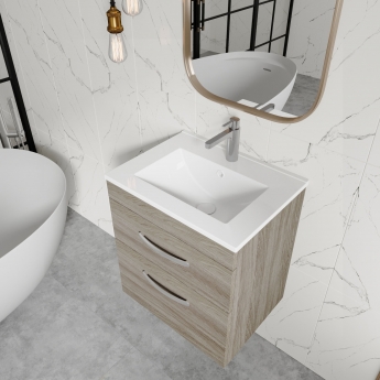 Nuie Athena Wall Hung 2-Drawer Vanity Unit with Basin-2 500mm Wide - Gloss White