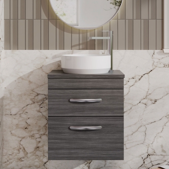 Athena 500mm 2-Drawer Wall Hung Vanity Unit with Countertop | Product Image
