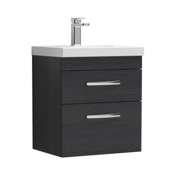 Nuie Athena Wall Hung 2-Drawer Vanity Unit with Basin-1 500mm Wide - Charcoal Black