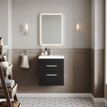 Nuie Athena Wall Hung 2-Drawer Vanity Unit with Basin-1 500mm Wide - Charcoal Black | Product Image