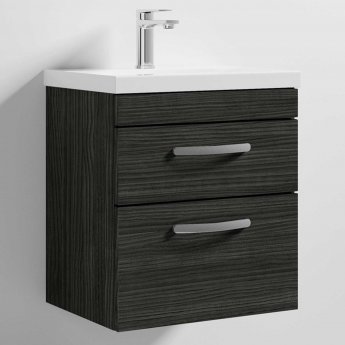 Nuie Athena Wall Hung 2-Drawer Vanity Unit with Basin-1 500mm Wide - Charcoal Black