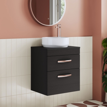 Nuie Athena Wall Hung 2-Drawer Vanity Unit and Worktop 500mm Wide - Charcoal Black | Product Image