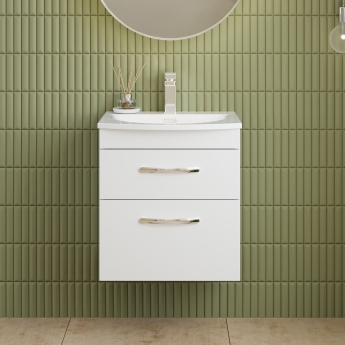 Nuie Athena Wall Hung 2-Drawer Vanity Unit with Basin-4 500mm Wide - Gloss White | Product Image