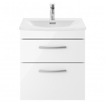 Nuie Athena Wall Hung 2-Drawer Vanity Unit with Basin-4 500mm Wide - Gloss White