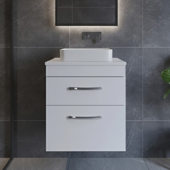 Athena 500mm 2-Drawer Wall Hung Vanity Unit with Countertop