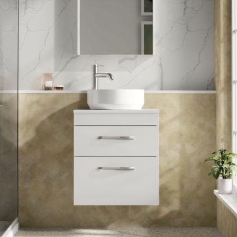 Athena 500mm 2-Drawer Wall Hung Vanity Unit with Countertop | Product Image