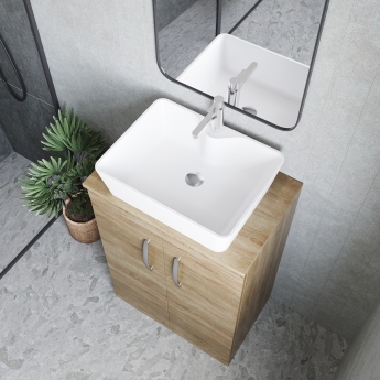 Nuie Athena Floor Standing 2-Door Vanity Unit and Worktop 600mm Wide - Gloss White