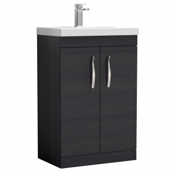 Nuie Athena Floor Standing 2-Door Vanity Unit with Basin-1 600mm Wide - Charcoal Black