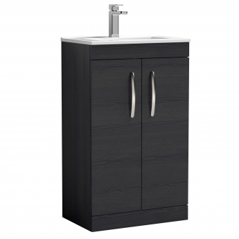 Nuie Athena Floor Standing 2-Door Vanity Unit with Basin-2 600mm Wide - Charcoal Black