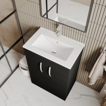 Nuie Athena Floor Standing 2-Door Vanity Unit with Basin-2 600mm Wide - Gloss White