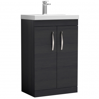 Nuie Athena Floor Standing 2-Door Vanity Unit with Basin-3 600mm Wide - Charcoal Black