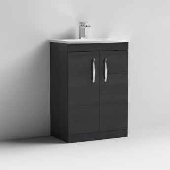 Nuie Athena Floor Standing 2-Door Vanity Unit with Basin-4 600mm Wide - Charcoal Black