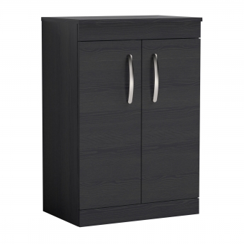 Nuie Athena Floor Standing 2-Door Vanity Unit and Worktop 600mm Wide - Charcoal Black