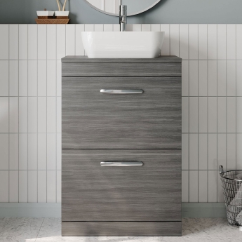 Athena 600mm 2-Drawer Floor Standing Vanity Unit with Countertop | Product Image