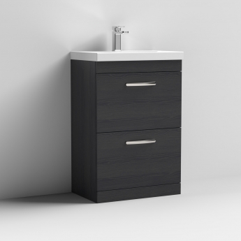 Nuie Athena Floor Standing 2-Drawer Vanity Unit with Basin-3 600mm Wide - Charcoal Black | Product Image