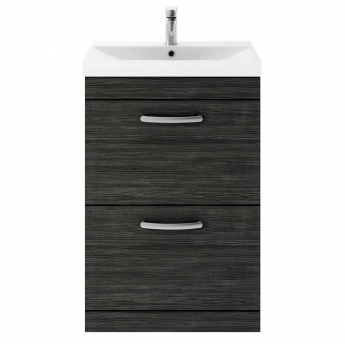 Nuie Athena Floor Standing 2-Drawer Vanity Unit with Basin-3 600mm Wide - Charcoal Black | Product Image