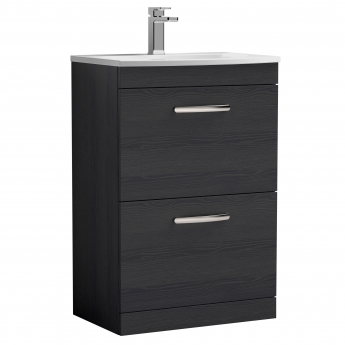 Nuie Athena Floor Standing 2-Drawer Vanity Unit with Basin-4 600mm Wide - Charcoal Black | Product Image