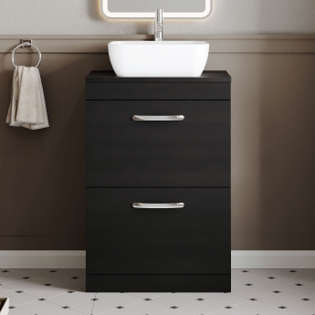Athena 600mm 2-Drawer Floor Standing Vanity Unit with Countertop | Product Image