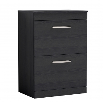 Nuie Athena Floor Standing 2-Drawer Vanity Unit and Worktop 600mm Wide - Charcoal Black