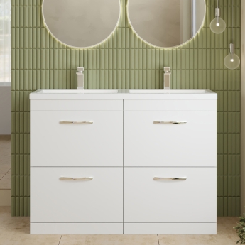 Athena Twin 1200mm 4-Drawer Floor Standing Vanity Unit | Product Image
