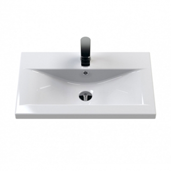 Nuie Athena Wall Hung 1-Drawer Vanity Unit with Basin-1 600mm Wide - Anthracite Woodgrain