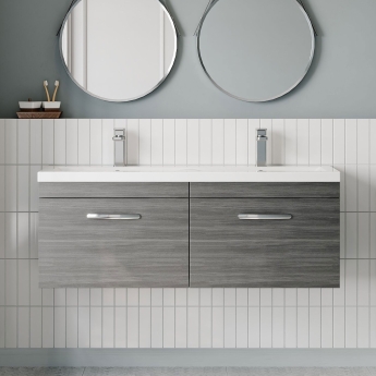 Athena Twin 1200mm 2-Drawer Wall Hung Vanity Unit | Product Image