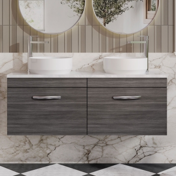 Athena Twin 1200mm 2-Drawer Wall Hung Vanity Unit with Countertop | Product Image