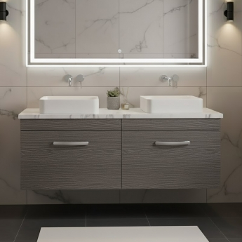 Athena Twin 1200mm 2-Drawer Wall Hung Vanity Unit with Countertop