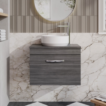 Athena 600mm 1-Drawer Wall Hung Vanity Unit with Countertop | Product Image