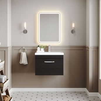 Nuie Athena Wall Hung 1-Drawer Vanity Unit with Basin-1 600mm Wide - Charcoal Black | Product Image