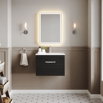Nuie Athena Wall Hung 1-Drawer Vanity Unit with Basin-2 600mm Wide - Charcoal Black | Product Image