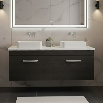 Athena Twin 1200mm 2-Drawer Wall Hung Vanity Unit with Countertop