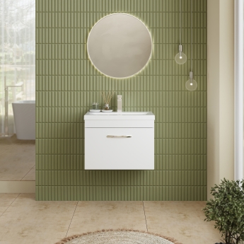 Nuie Athena Wall Hung 1-Drawer Vanity Unit with Basin-1 600mm Wide - Gloss White | Product Image